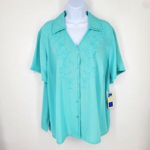 Covington Shirt Women 20W Embroidered Button Down Blouse
